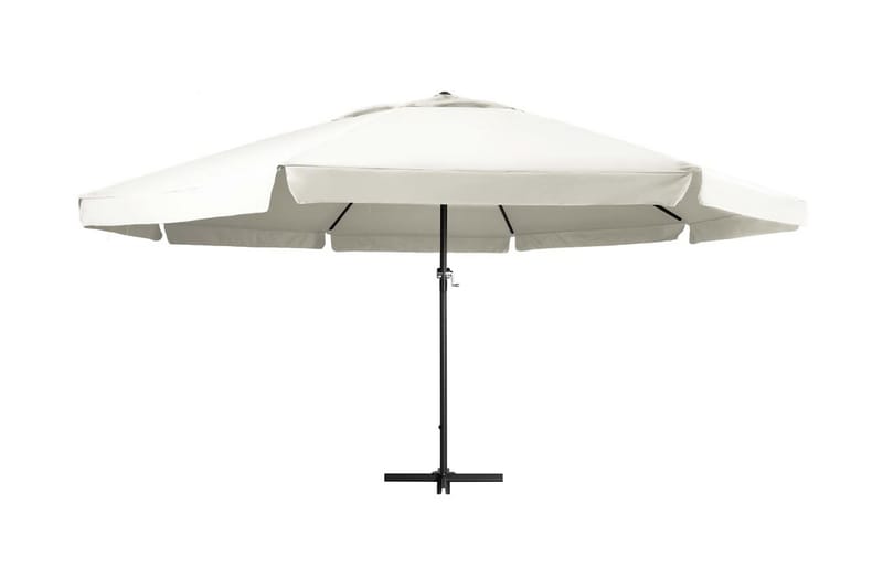 Trädgårdsparasoll med aluminiumstång 600 cm sandvit - Vit - Utemöbler - Solskydd - Parasoll