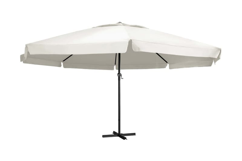 Trädgårdsparasoll med aluminiumstång 600 cm sandvit - Vit - Utemöbler - Solskydd - Parasoll