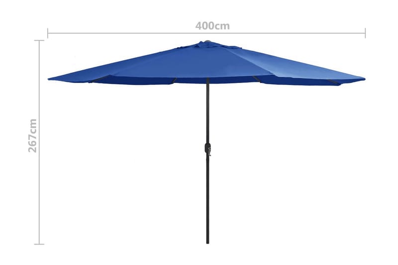 Trädgårdsparasoll med metallstång 400 cm azur - Blå - Utemöbler - Solskydd - Parasoll