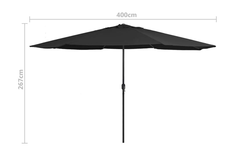 Trädgårdsparasoll med metallstång 400 cm svart - Svart - Utemöbler - Solskydd - Parasoll