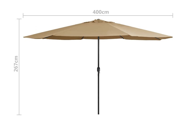 Trädgårdsparasoll med metallstång 400 cm taupe - Brun - Utemöbler - Solskydd - Parasoll