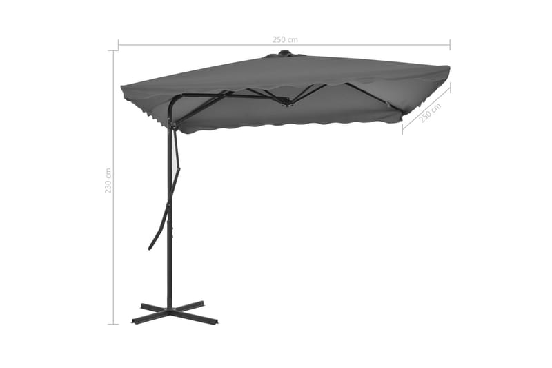 Trädgårdsparasoll med stålstång 250x250 cm antracit - Grå - Utemöbler - Solskydd - Parasoll