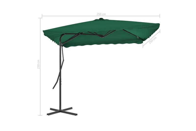 Trädgårdsparasoll med stålstång 250x250 cm grön - Grön - Utemöbler - Solskydd - Parasoll