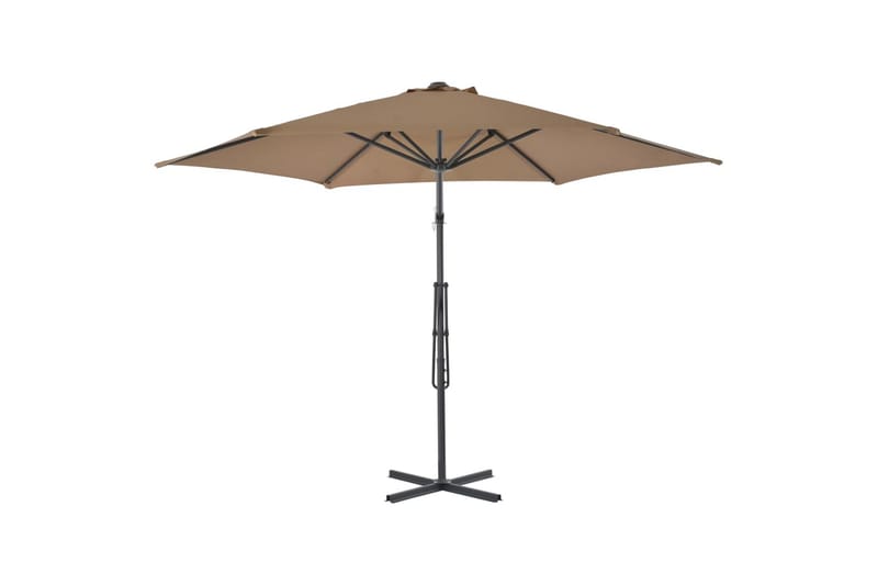 Trädgårdsparasoll med stålstång 300 cm taupe - Brun - Utemöbler - Solskydd - Parasoll