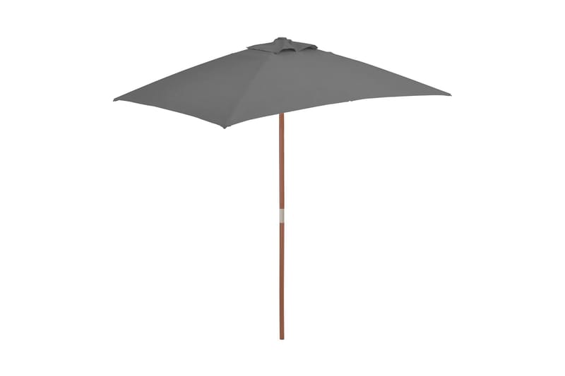 Trädgårdsparasoll med trästång 150x200 cm antracit - Grå - Utemöbler - Solskydd - Parasoll