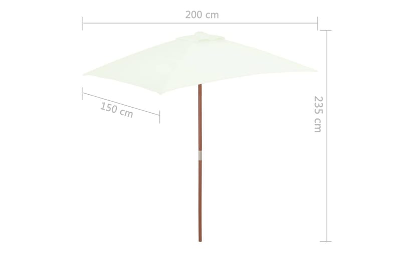 Trädgårdsparasoll med trästång 150x200 cm sand - Beige - Utemöbler - Solskydd - Parasoll