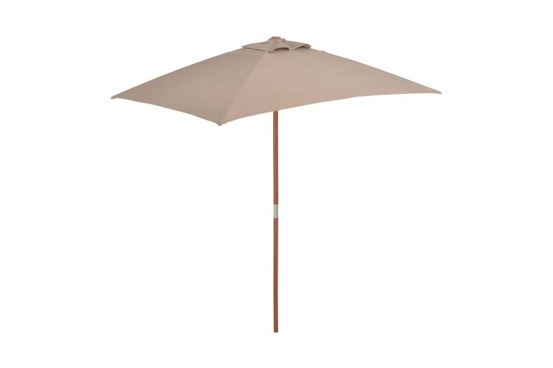 Trädgårdsparasoll med trästång 150x200 cm taupe - Brun - Utemöbler - Solskydd - Parasoll