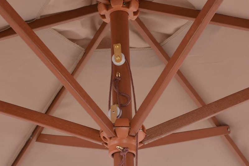 Trädgårdsparasoll med trästång 270 cm taupe - Brun - Utemöbler - Solskydd - Parasoll