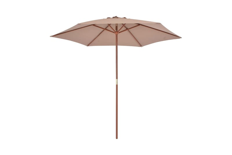 Trädgårdsparasoll med trästång 270 cm taupe - Brun - Utemöbler - Solskydd - Parasoll