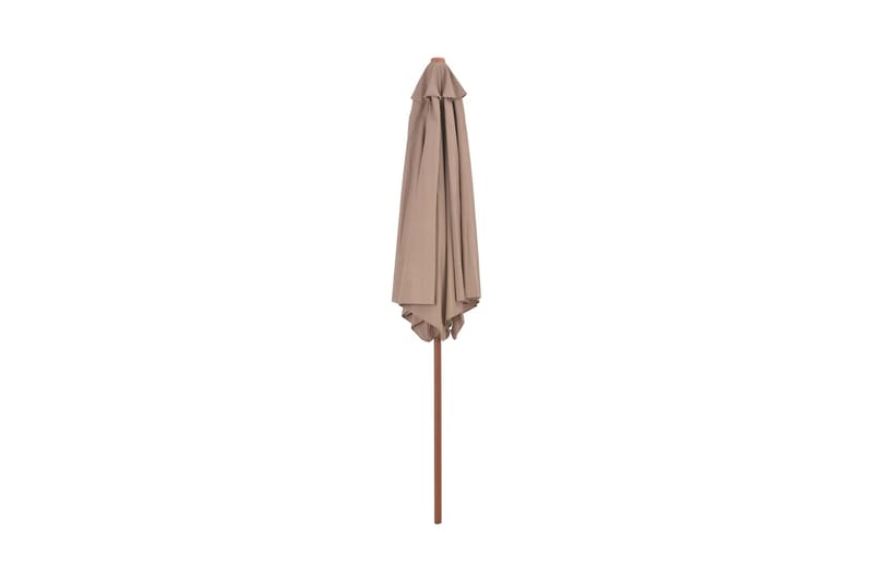 Trädgårdsparasoll med trästång 270 cm taupe - Brun - Utemöbler - Solskydd - Parasoll