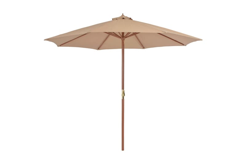 Trädgårdsparasoll med trästång 300 cm taupe - Brun - Utemöbler - Solskydd - Parasoll