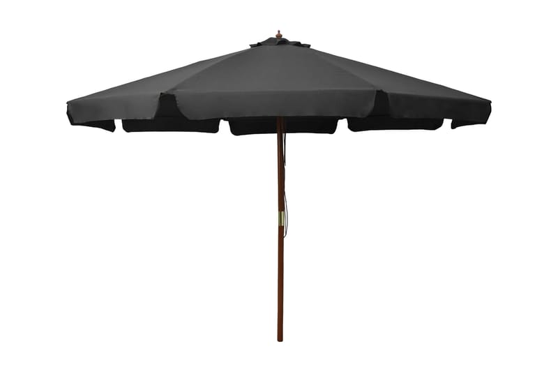 Trädgårdsparasoll med trästång 330 cm antracit - Grå - Utemöbler - Solskydd - Parasoll
