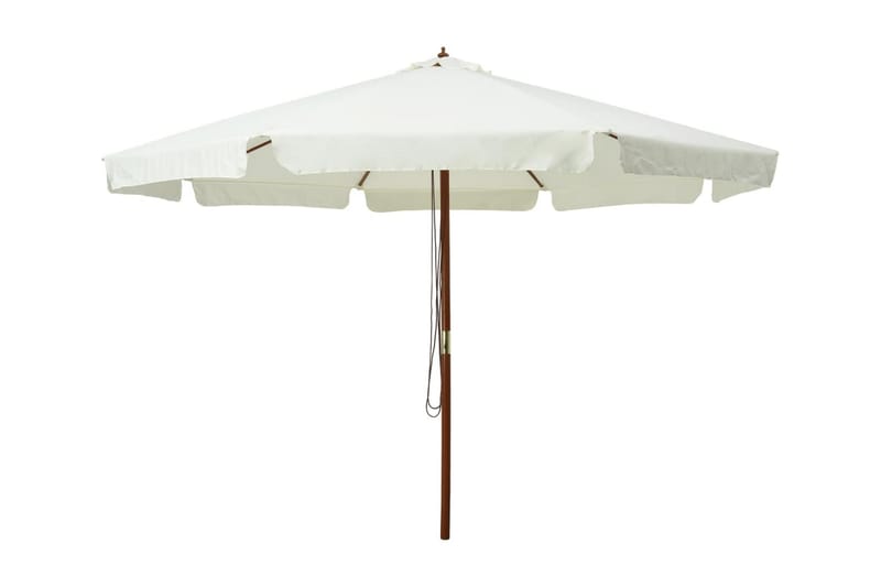 Trädgårdsparasoll med trästång 330 cm sandvit - Vit - Utemöbler - Solskydd - Parasoll