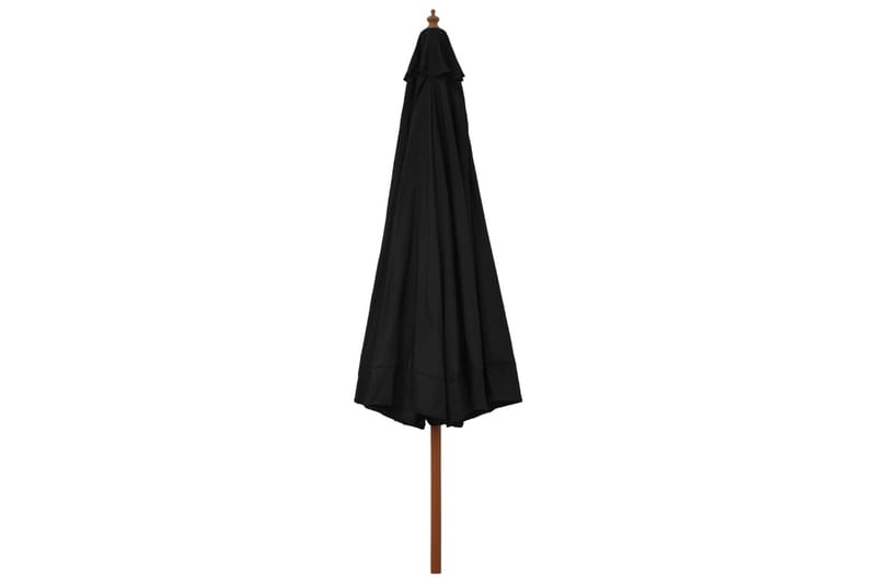 Trädgårdsparasoll med trästång 330 cm svart - Svart - Utemöbler - Solskydd - Parasoll