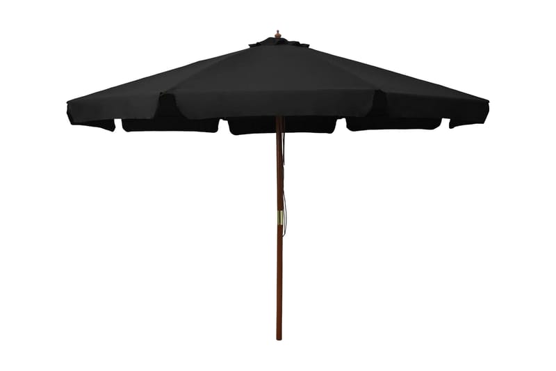Trädgårdsparasoll med trästång 330 cm svart - Svart - Utemöbler - Solskydd - Parasoll