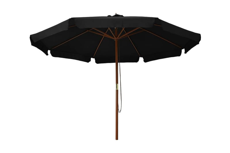 Trädgårdsparasoll med trästång 330 cm svart - Svart - Utemöbler - Solskydd - Parasoll