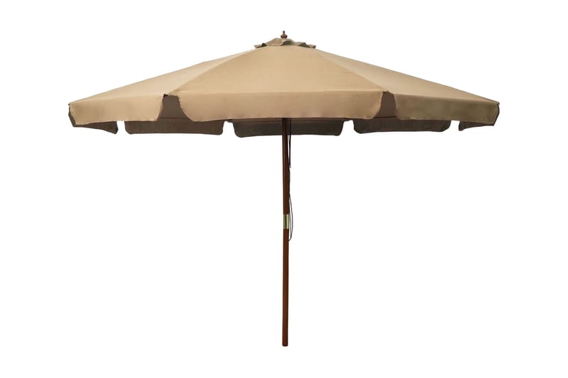 Trädgårdsparasoll med trästång 330 cm taupe - Brun - Utemöbler - Solskydd - Parasoll
