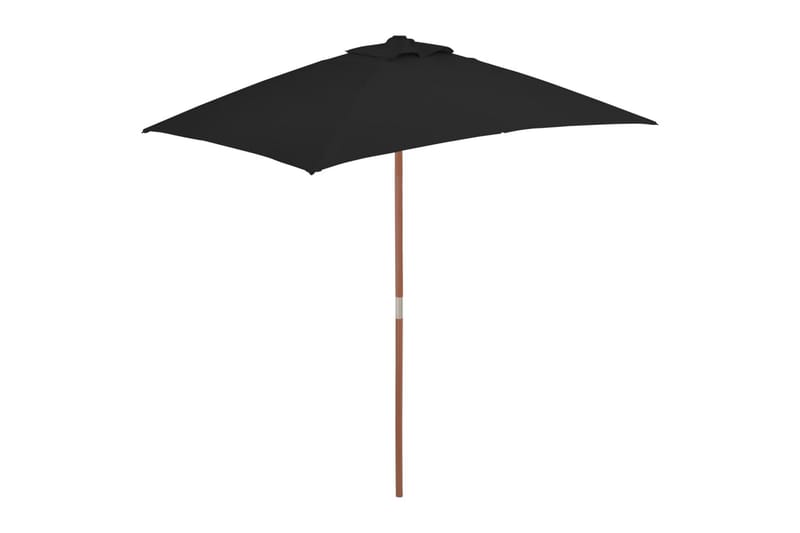 Trädgårdsparasoll med trästång svart 150x200 cm - Svart - Utemöbler - Solskydd - Parasoll