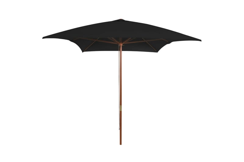 Trädgårdsparasoll med trästång svart 200x300 cm - Svart - Utemöbler - Solskydd - Parasoll