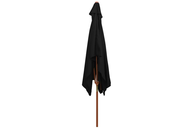Trädgårdsparasoll med trästång svart 200x300 cm - Svart - Utemöbler - Solskydd - Parasoll