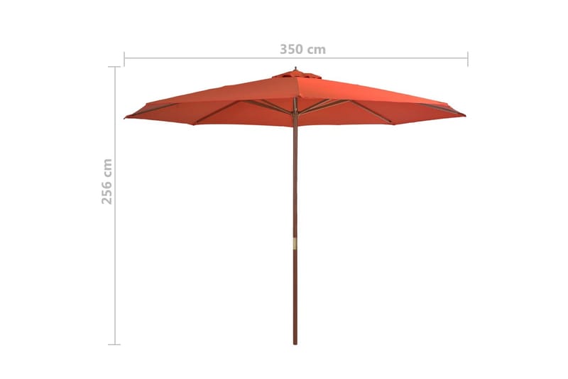 Trädgårdsparasoll med trästång terrakotta 350 cm - Brun - Utemöbler - Solskydd - Parasoll