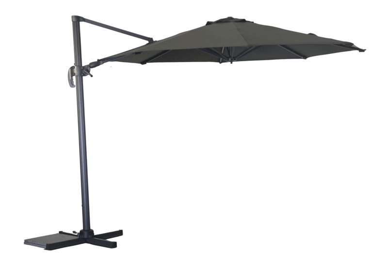 Trädgårdsparasoll Miami fribärande Ø3,5 m, grå