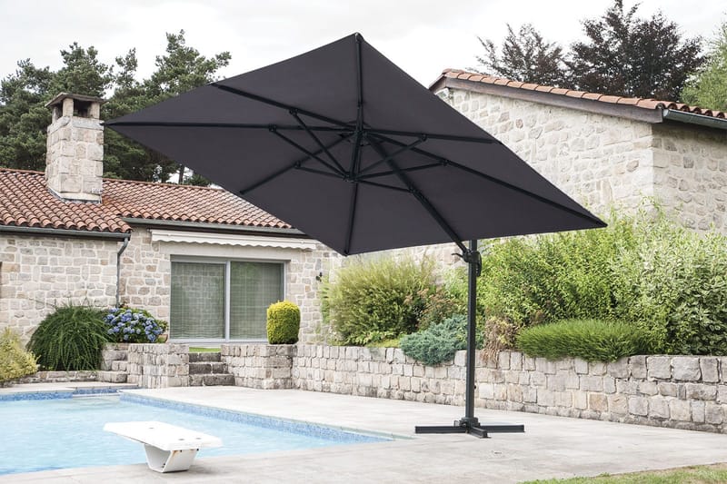 Uteparasoll Miami fristående 3x3 m - grå - Utemöbler - Solskydd - Parasoll - Hängparasoll & frihängande parasoll