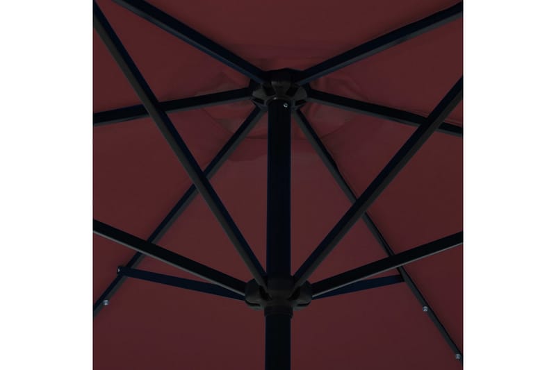 Utomhusparasoll med LED-lampor och stålstolpe 300 cm vinröd - Röd - Parasoll