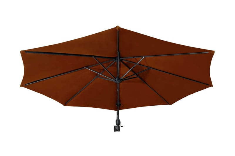 Väggmonterat parasoll med metallstång 300 cm terrakotta - Brun - Utemöbler - Solskydd - Parasoll