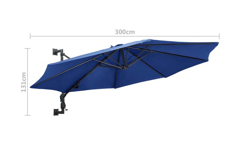 Väggmonterat parasoll med metallstång 300 cm blue - Blå - Utemöbler - Solskydd - Parasoll