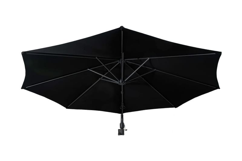 Väggmonterat parasoll med metallstång 300 cm svart - Svart - Utemöbler - Solskydd - Parasoll