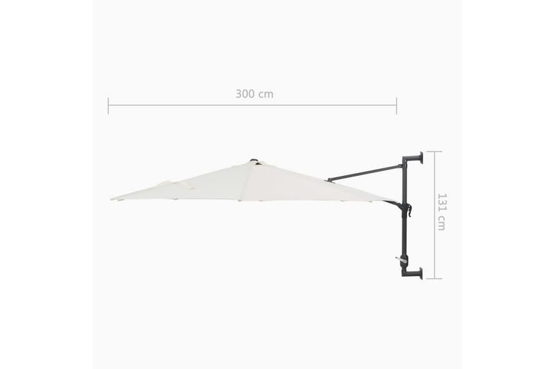 Väggmonterat parasoll med metallstång 300 cm sand - Beige - Utemöbler - Solskydd - Parasoll