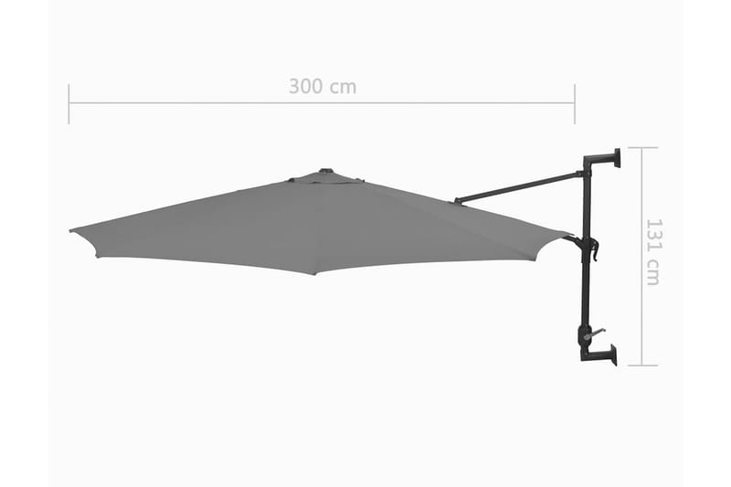Väggmonterat parasoll med metallstång 300 cm antracit - Grå - Utemöbler - Solskydd - Parasoll
