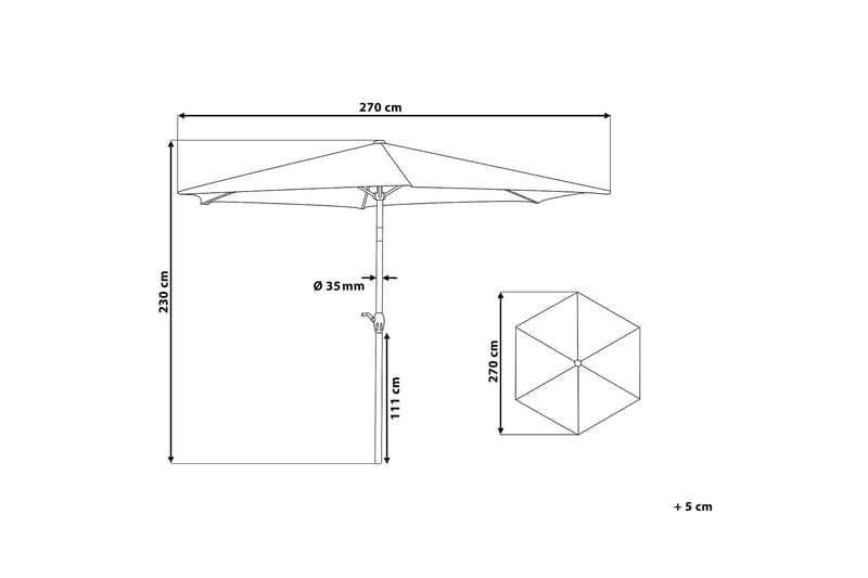Varese Ii Parasoll 230 cm - Ljusgrå - Utemöbler - Solskydd - Parasoll