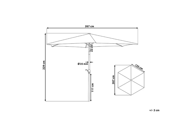 Varese Parasoll 230 cm - Grå - Utemöbler - Solskydd - Parasoll