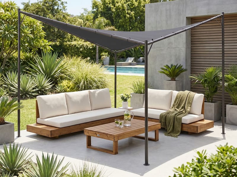 Paviljong Aventine 300 cm Stål - Grå/Svart - Utemöbler - Solskydd - Pergola