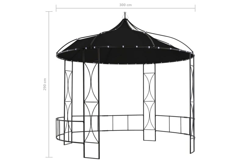 Paviljong 300x290 cm antracit rund - Grå - Utemöbler - Solskydd - Paviljong - Komplett paviljong
