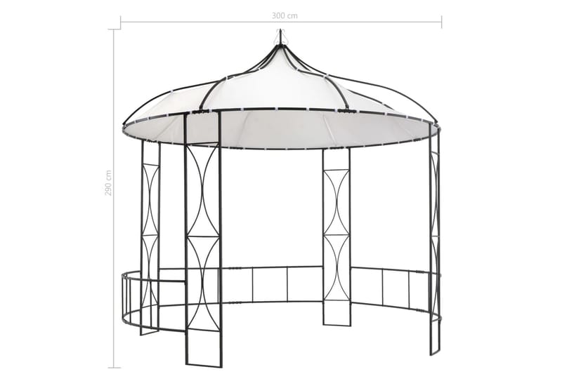 Paviljong 300x290 cm vit rund - Vit - Utemöbler - Solskydd - Paviljong - Komplett paviljong