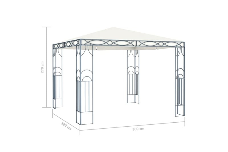 Paviljong 300x300 cm gräddvit - Vit - Komplett paviljong