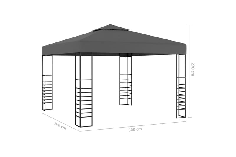 Paviljong 3x3 m antracit - Grå - Utemöbler - Solskydd - Paviljong - Komplett paviljong