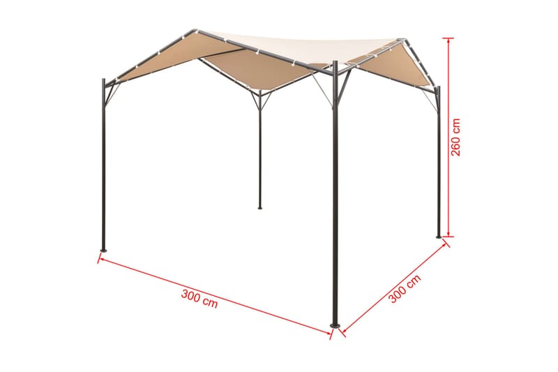 Paviljong 3x3 m stål beige - Beige - Komplett paviljong