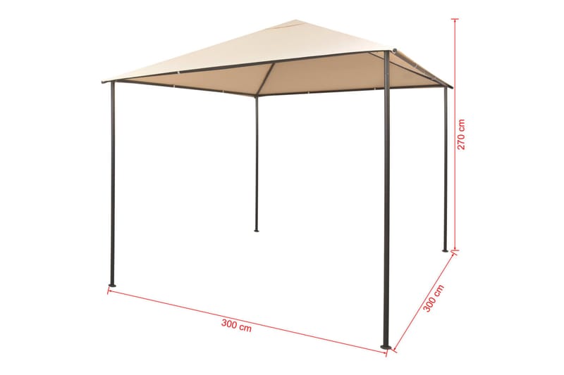 Paviljong 3x3 m stål beige - Beige - Utemöbler - Solskydd - Paviljong - Komplett paviljong