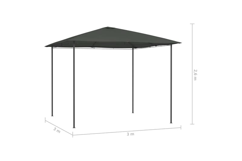 Paviljong 3x3x2,6 m antracit 160 g/m² - Grå - Utemöbler - Solskydd - Paviljong - Komplett paviljong