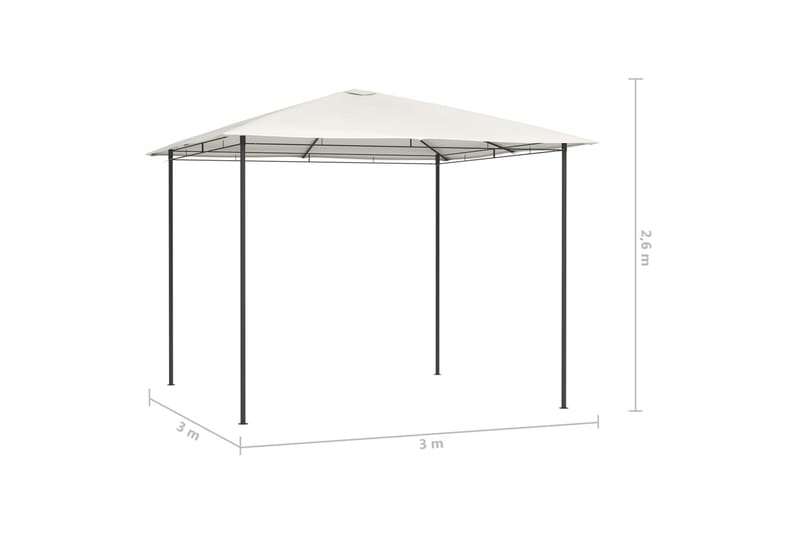 Paviljong 3x3x2,6 m gräddvit 160 g/m² - Vit - Komplett paviljong