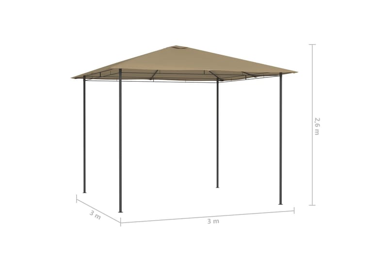 Paviljong 3x3x2,6 m taupe 160 g/m² - Brun - Utemöbler - Solskydd - Paviljong - Komplett paviljong