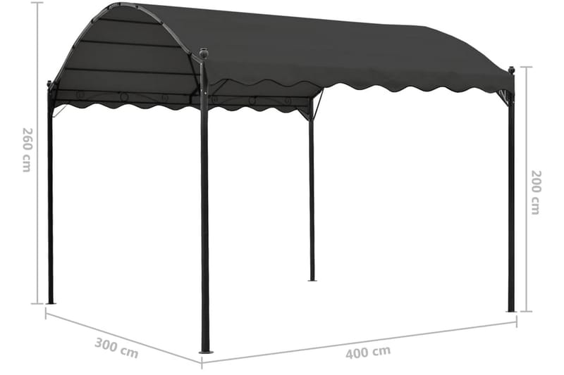 Paviljong 3x4 m antracit - Grå - Komplett paviljong