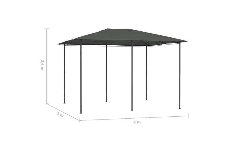 Paviljong 3x4x2,6 m antracit 160 g/m² - Grå - Komplett paviljong