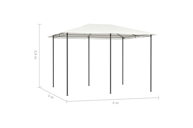 Paviljong 3x4x2,6 m gräddvit 160 g/m² - Vit - Komplett paviljong