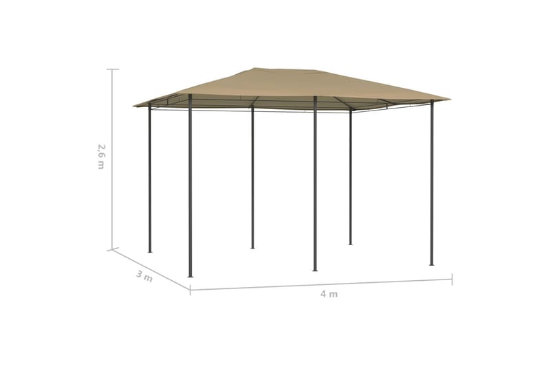 Paviljong 3x4x2,6 m taupe 160 g/m² - Brun - Komplett paviljong