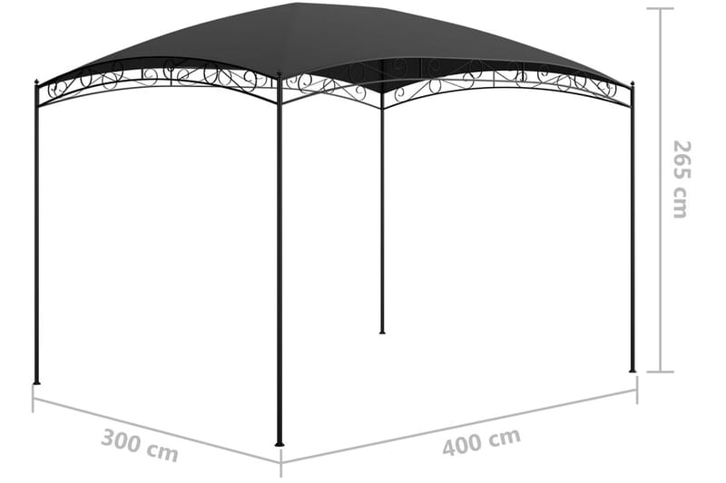 Paviljong 3x4x2,65 m antracit 180 g/m² - Grå - Komplett paviljong